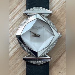 Wittnauer Longines Rare Genuine Diamonds Ladies Watch Uniquely Shaped Crystal